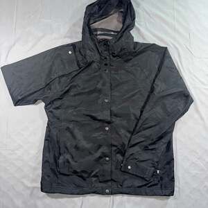 FIGS Black Camo Hooded Windbreaker Rain Jacket Size M